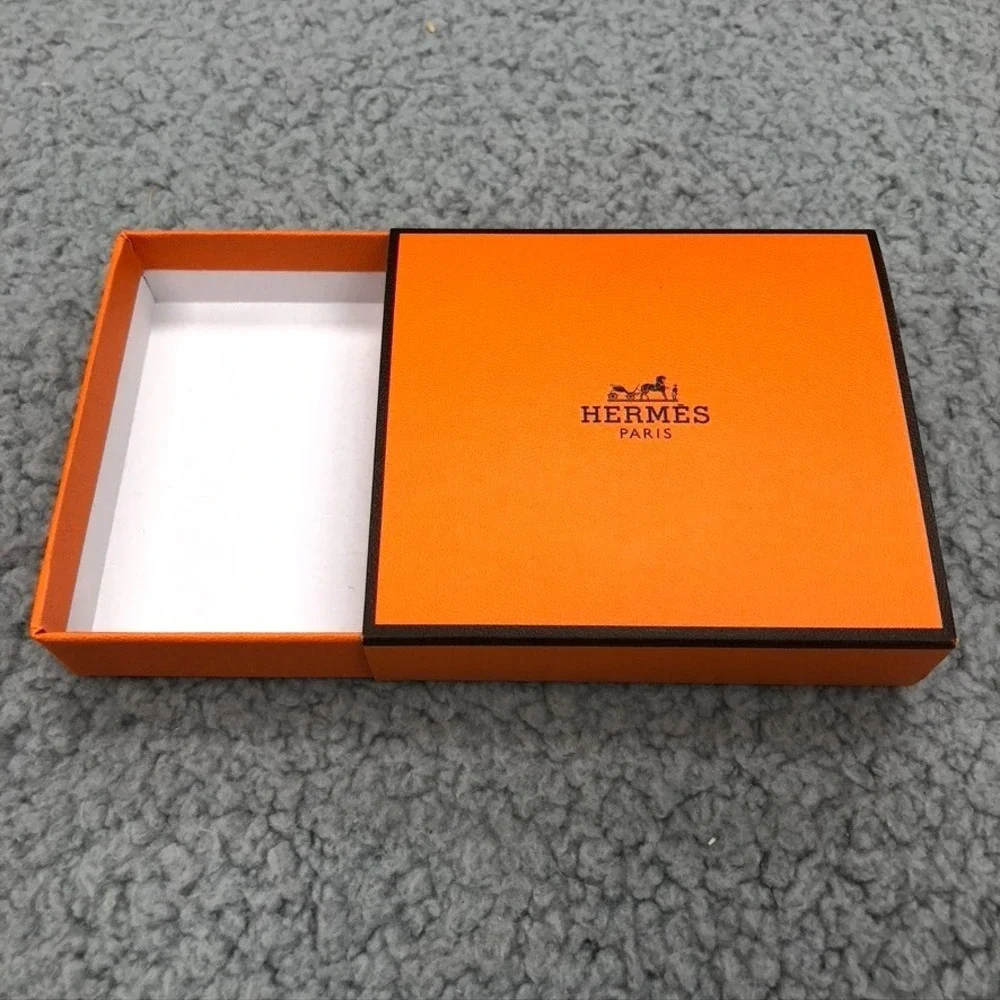 Authentic Hermes Orange Gift Box‎ Empty  Square 3.5x3.25x.75 Small Storage